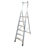 SCALA in ALLUMINIO Tipo PESANTE GRADINI 6 H PIATTAFORMA 134 cm